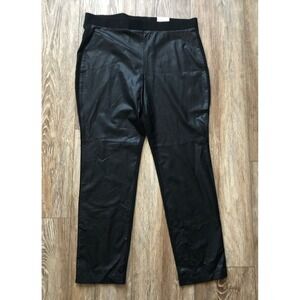 NWT Chico's 2.5 XL The Abbey Pieced Faux Leather Front Knit Slim Leg Pants
